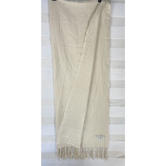 Dessy Group Ivory Neutral Wool/Silk Scarf/Stole With Tassels - Picture 1 of 4